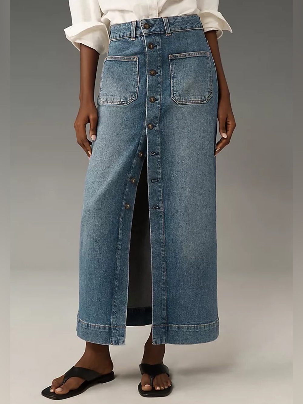Pilcro x Anthropologie | Denim Button-Front Maxi Skirt